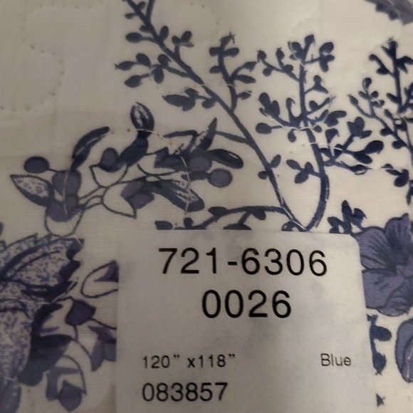 Shabby Chic Blue Roses French Country Cottage Oversized King Bedspread - Picture 7 of 8